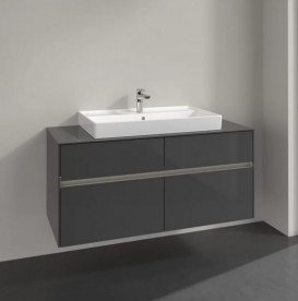 Тумба под раковину Villeroy & Boch Collaro 120х50 см с подсветкой МДФ глянцевый серый C087B0FP