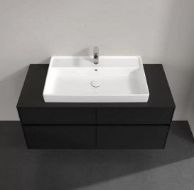 Тумба под раковину Villeroy & Boch Collaro 120х50 см с подсветкой МДФ черный матовый лак C087B0PD