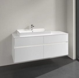 Тумба під раковину Villeroy & Boch Collaro 140х50 см із підсвічуванням ДСП матовий білий C089B0MS