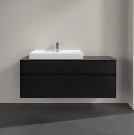 Тумба под раковину Villeroy & Boch Collaro 140х50 см с подсветкой МДФ черный матовый лак C089B0PD