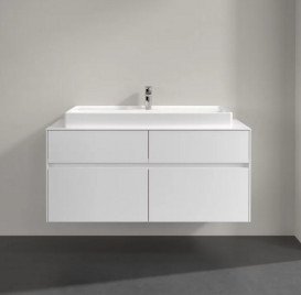 Тумба під раковину Villeroy & Boch Collaro 120х50 см із підсвічуванням ДСП матовий білий C091B0MS