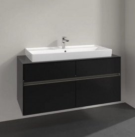 Тумба під раковину Villeroy & Boch Collaro 120х50 см із підсвічуванням МДФ чорний матовий лак C091B0PD