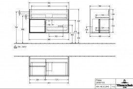 Тумба под раковину Villeroy & Boch Finion 99,6х49,8 см с подсветкой МДФ пион матовый лак/шпон грецкого ореха G030GNHB