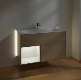 Тумба под раковину Villeroy & Boch Finion 99,6х49,8 см с подсветкой ДСП шпон дуба/песок матовый лак G030HHPC