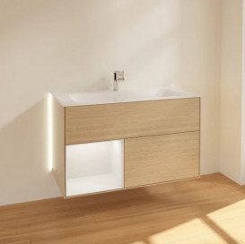 Тумба под раковину Villeroy & Boch Finion 99,6х49,8 см с подсветкой ДСП шпон дуба/песок матовый лак G030HHPC