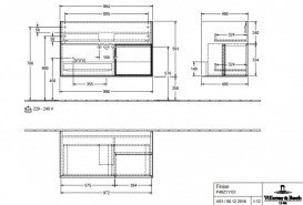 Тумба під раковину Villeroy & Boch Finion 99,6х49,8 см із підсвічуванням МДФ білий матовий лак/глянцевий чорний лак F040PHMT