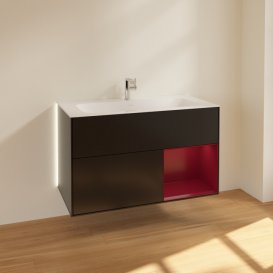 Тумба під раковину Villeroy & Boch Finion 99,6х49,8 см з підсвічуванням МДФ чорний матовий лак/півон матовий лак G040HBPD