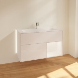 Тумба под раковину Villeroy & Boch Finion 99,6х49,8 см с подсветкой МДФ глянцевый белый лак/белый матовый лак G040MTGF