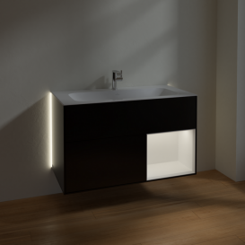 Тумба под раковину Villeroy & Boch Finion 99,6х49,8 см с подсветкой МДФ черный матовый лак/белый матовый лак G040MTPD