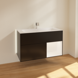 Тумба под раковину Villeroy & Boch Finion 99,6х49,8 см с подсветкой МДФ черный матовый лак/белый матовый лак G040MTPD