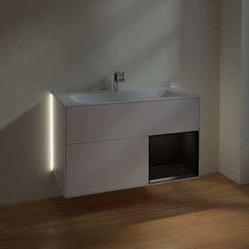 Тумба під раковину Villeroy & Boch Finion 99,6х49,8 см із підсвічуванням МДФ білий матовий лак/чорний матовий лак G040PDMT