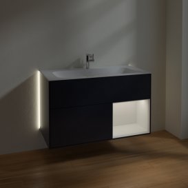 Тумба під раковину Villeroy & Boch Finion 99,6х49,8 см із підсвічуванням МДФ темно-синій матовий лак/глянцевий білий лак G040GFHG