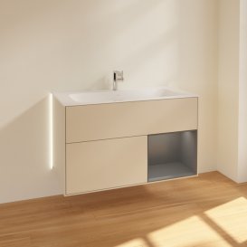 Тумба під раковину Villeroy & Boch Finion 99,6х49,8 см із підсвічуванням МДФ пісок матовий лак/антрацит матовий лак G040GKHH