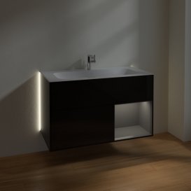 Тумба під раковину Villeroy & Boch Finion 99,6х49,8 см із підсвічуванням МДФ глянсовий чорний лак/антрацит матовий лак G040GKPH