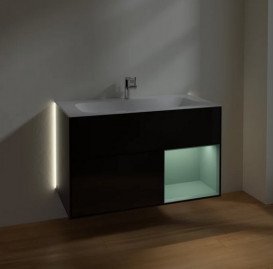 Тумба під раковину Villeroy & Boch Finion 99,6х49,8 см із підсвічуванням МДФ глянсовий чорний лак/оливковий матовий лак G040GMPH