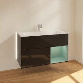 Тумба під раковину Villeroy & Boch Finion 99,6х49,8 см із підсвічуванням МДФ глянсовий чорний лак/оливковий матовий лак G040GMPH