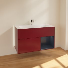 Тумба під раковину Villeroy & Boch Finion 99,6х49,8 см з підсвічуванням МДФ півонія матовий лак/темно-синій матовий лак G040HGHB