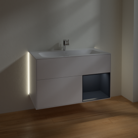 Тумба під раковину Villeroy & Boch Finion 99,6х49,8 см із підсвічуванням МДФ білий матовий лак/темно-синій матовий лак G040HGMT