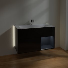 Тумба під раковину Villeroy & Boch Finion 99,6х49,8 см із підсвічуванням МДФ глянсовий чорний лак/темно-синій матовий лак G040HGPH