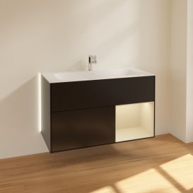 Тумба под раковину Villeroy & Boch Finion 99,6х49,8 см с подсветкой МДФ черный матовый лак/песок матовый лак G040HHPD