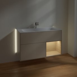 Тумба під раковину Villeroy & Boch Finion 99,6х49,8 см з підсвічуванням МДФ пісок матовий лак/шпон дуба G040PCHH