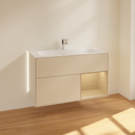 Тумба під раковину Villeroy & Boch Finion 99,6х49,8 см з підсвічуванням МДФ пісок матовий лак/шпон дуба G040PCHH