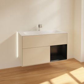 Тумба під раковину Villeroy & Boch Finion 99,6х49,8 см з підсвічуванням МДФ пісок матовий лак/чорний матовий лак G040PDHH