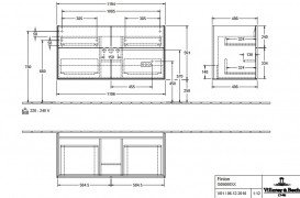 Тумба под раковину Villeroy & Boch Finion 119,6х49,8 см с подсветкой ДСП шпон грецкого ореха G05000GN