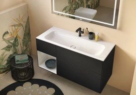 Тумба під раковину Villeroy & Boch Finion 119,6х49,8 см із підсвічуванням МДФ чорний матовий лак/білий матовий лак F060MTPD