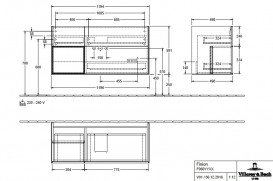 Тумба під раковину Villeroy & Boch Finion 119,6 х49, 8 см з підсвічуванням МДФ антрацит матовий лак/чорний матовий лак F060PDGK