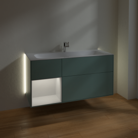 Тумба под раковину Villeroy & Boch Finion 119,6х49,8 см с подсветкой МДФ оливковый матовый лак/глянцевый белый лак G060GFGM