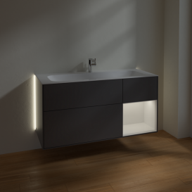 Тумба под раковину Villeroy & Boch Finion 119,6х49,8 см с подсветкой МДФ антрацит матовый/глянцевый белый лак G070GFGK