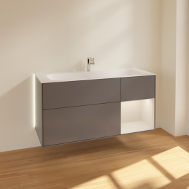 Тумба под раковину Villeroy & Boch Finion 119,6х49,8 см с подсветкой МДФ антрацит матовый/светло-серый матовый лак G070GJGK