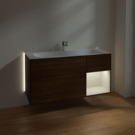 Тумба під раковину Villeroy & Boch Finion 119,6х49,8 см з підсвічуванням ДСП шпон волоського горіха/світло-сірий матовий лак G070GJGN