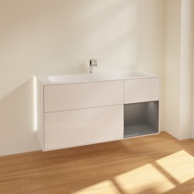 Тумба під раковину Villeroy & Boch Finion 119,6х49,8 см з підсвічуванням МДФ білий глянцевий лак/антрацит матовий лак G070GKGF