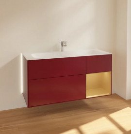 Тумба під раковину Villeroy & Boch Finion 119,6х49,8 см з підсвічуванням МДФ півонія матовий лак/золотий матовий лак G070HFHB