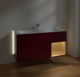 Тумба під раковину Villeroy & Boch Finion 119,6х49,8 см з підсвічуванням МДФ півонія матовий лак/золотий матовий лак G070HFHB