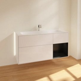 Тумба під раковину Villeroy & Boch Finion 119,6х49,8 см з підсвічуванням МДФ глянсовий білий лак/чорний матовий лак G070PDGF