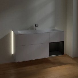 Тумба під раковину Villeroy & Boch Finion 119,6х49,8 см з підсвічуванням МДФ глянсовий білий лак/чорний матовий лак G070PDGF