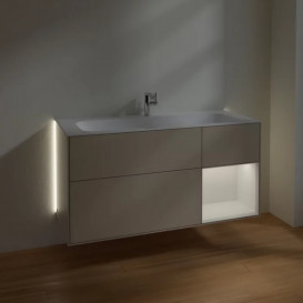 Тумба під раковину Villeroy & Boch Finion 119,6х49,8 см з підсвічуванням МДФ пісок матовий лак/глянсовий білий лак G070GFHH