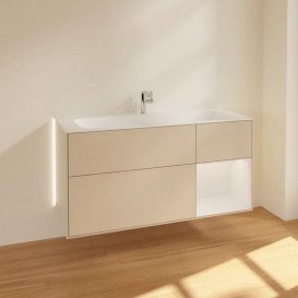 Тумба під раковину Villeroy & Boch Finion 119,6х49,8 см з підсвічуванням МДФ пісок матовий лак/глянсовий білий лак G070GFHH