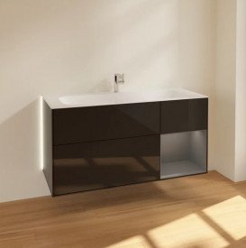Тумба под раковину Villeroy & Boch Finion 119,6х49,8 см с подсветкой МДФ глянцевый черный лак/антрацит матовый лак G070GKPH