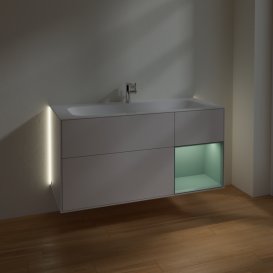 Тумба під раковину Villeroy & Boch Finion 119,6х49,8 см з підсвічуванням МДФ білий глянцевий лак/оливковий матовий лак G070GMGF