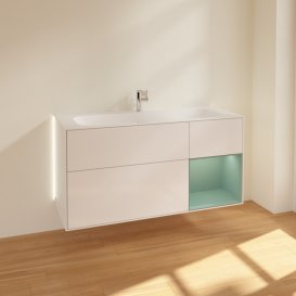 Тумба під раковину Villeroy & Boch Finion 119,6х49,8 см з підсвічуванням МДФ білий глянцевий лак/оливковий матовий лак G070GMGF