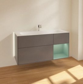 Тумба под раковину Villeroy & Boch Finion 119,6х49,8 см с подсветкой МДФ антрацит матовый лак/оливковый матовый лак G070GMGK