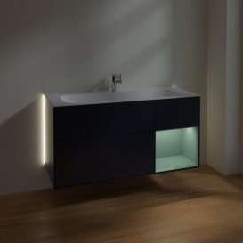 Тумба под раковину Villeroy & Boch Finion 119,6х49,8 см с подсветкой МДФ темно-синий матовый лак/оливковый матовый лак G070GMHG