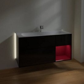 Тумба під раковину Villeroy & Boch Finion 119,6х49,8 см із підсвічуванням МДФ глянсовий чорний лак/оливковий матовий лак G070HBPH