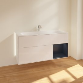 Тумба під раковину Villeroy & Boch Finion 119,6х49,8 см з підсвічуванням МДФ білий глянцевий лак/темно-синій матовий лак G070HGGF