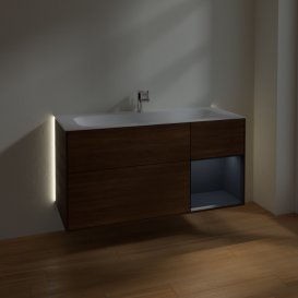 Тумба під раковину Villeroy & Boch Finion 119,6х49,8 см з підсвічуванням ДСП шпон волоського горіха/темно-синій матовий лак G070HGGN