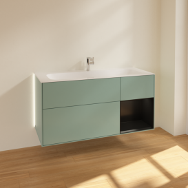 Тумба під раковину Villeroy & Boch Finion 119,6х49,8 см з підсвічуванням МДФ оливковий матовий лак/чорний матовий лак G070PDGM